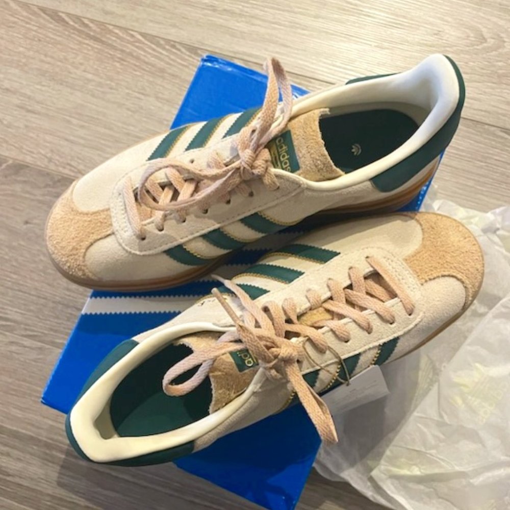 Adidas Gazelle Bold Magic Beige Collegiate Green (Women's Size 7) NWT